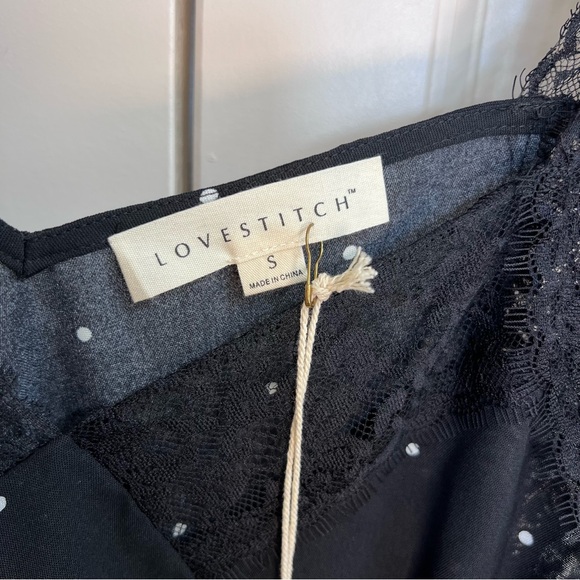 Lovestitch Womens Aubrey Polka Dot Lace Cami in Black/Ivory, Size S, NWT - Picture 4 of 7